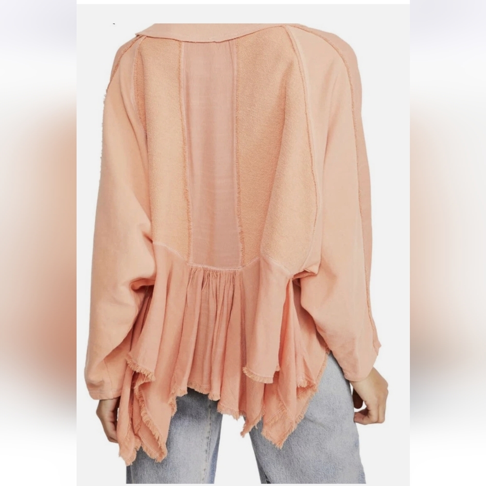 Free People Gold Duster Pullover Oversize Slouchy Asymmetric S Bermuda Sands NWT - Picture 11 of 14